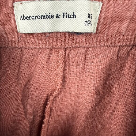 Abercrombie & Fitch Women's Crinkle Textured Pull-On Pants Elastic Waist Rust XS - Picture 3 of 8